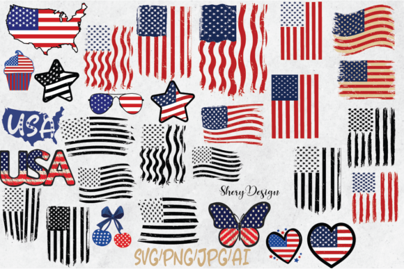 30 American Flag SVG Graphics for Crafts & Branding