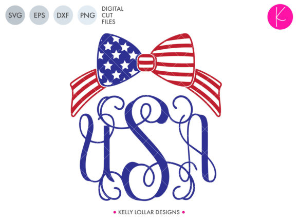 American Flag Bow with USA Monogram: Graphics & Crafts Asset Review