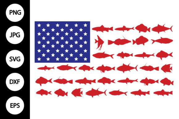 American Flag Fish SVG