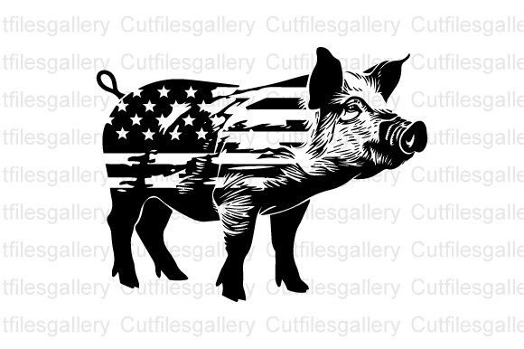 American Flag Show Pig Svg for Crafts and Graphics