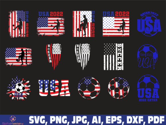 American Soccer Ball USA Flag Graphics for Crafts