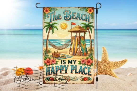 Beach Garden Flag PNG: Summer Graphics for Crafts & Content