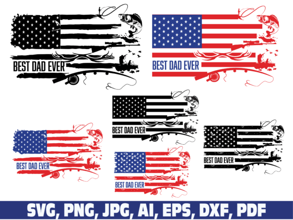 Best Dad Ever Fishing & Hunting Flag Graphics