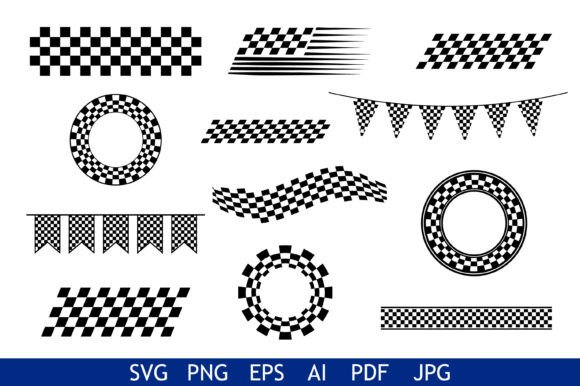 Checkered Racing Flag Banner Set: Graphics for Crafts
