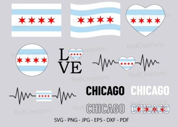 Chicago Flag Bundle SVG: Graphics for Crafts & Local Branding