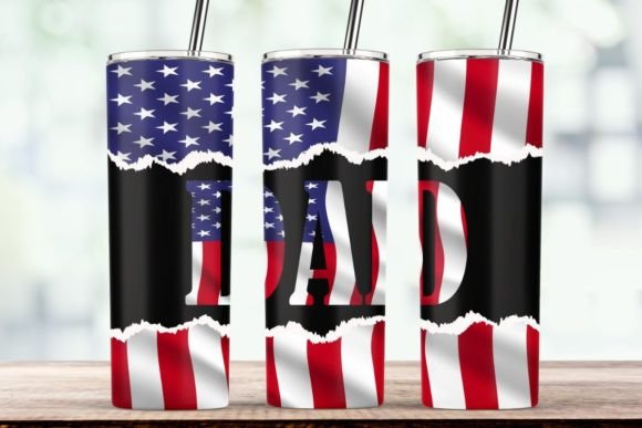 DAD American Flag 20 Oz Tumbler Wrap Graphics
