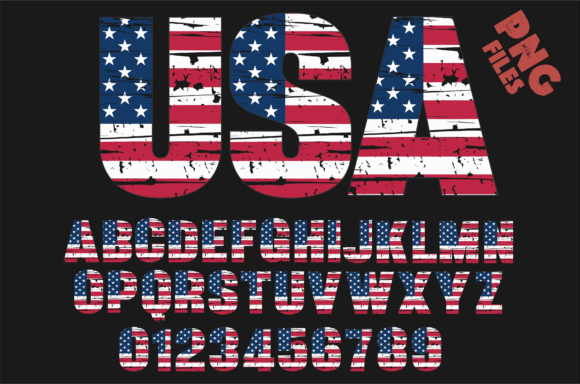 Distressed USA Flag Letters Alphabet PNG: Graphics for Crafts & Local Branding