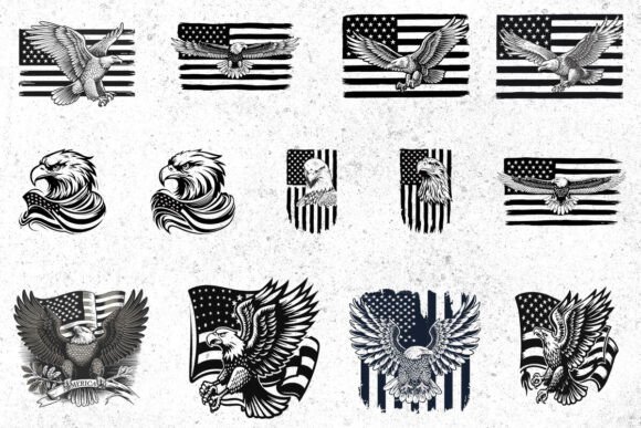 Eagle with American Flag Bundle: Graphics for Patriotic Crafts