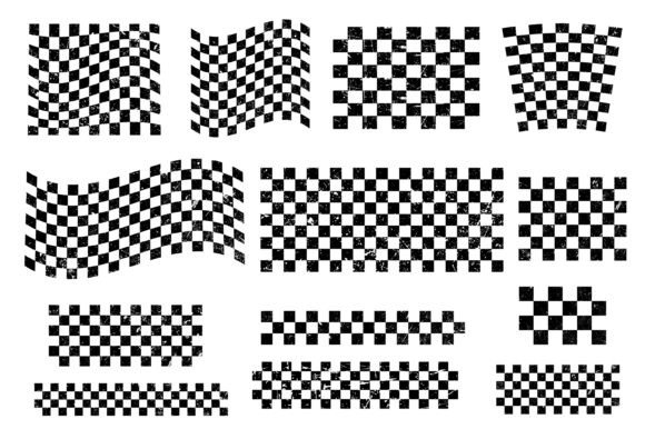 Grunge Checkered Racing Flag Bundle SVG for Crafts & Graphics