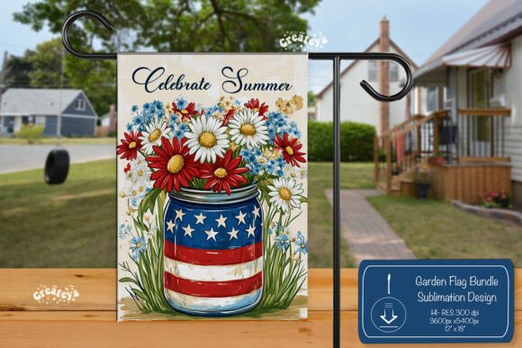 Patriotic Summer Spring Garden Flag PNG Graphics for Crafts