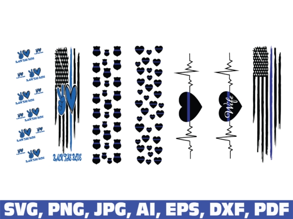 Police Flag Glitter Pen Wraps: Graphics for Crafts