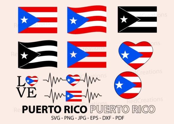 Puerto Rico Flag Bundle SVG: Flag, Love