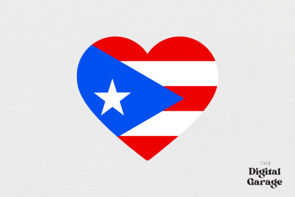 Puerto Rico Heart Flag Graphics for Crafts