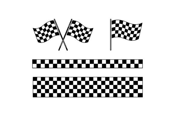Racing Checkered Flag Icon Collection: Graphics for Crafts & Local Branding