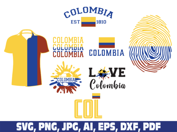 Soccer Ball Colombia Flag Graphics Bundle for Crafts