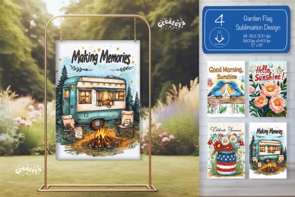 Summer Garden Flag Graphics for Crafts