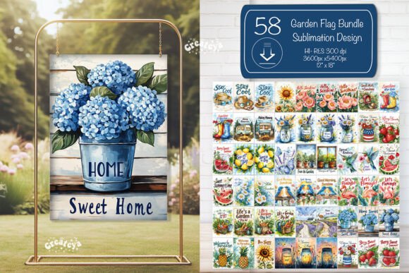 Summer Spring Garden Flag Bundle PNG: Graphics for Crafts