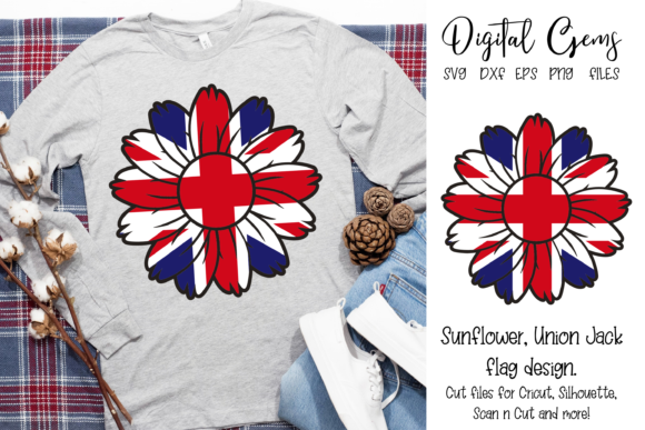 Sunflower Union Jack Graphics for Bloggers and Designers