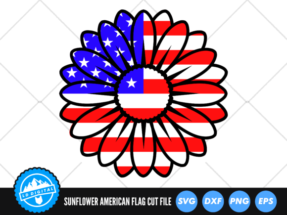 Sunflower USA Flag SVG: Graphics for Crafts & Content