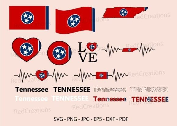 Tennessee State Flag Bundle Graphics for Crafts