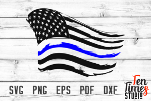 Thin Blue Line US Flag Graphics for Crafts