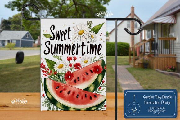 Watermelon Summer Garden Flag Graphics for Crafts