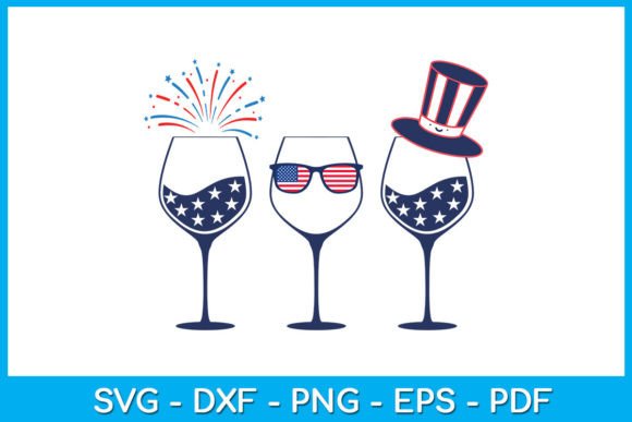 Wine Glass American Flag 4th of July SVG